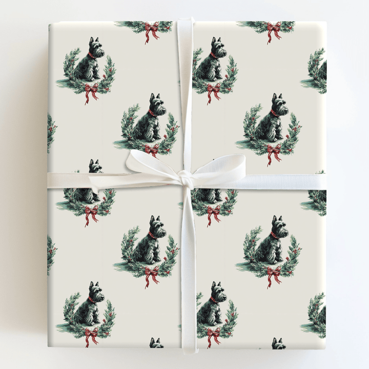 Scottie Wreath - Wrapping Paper - Aspen & Arlo