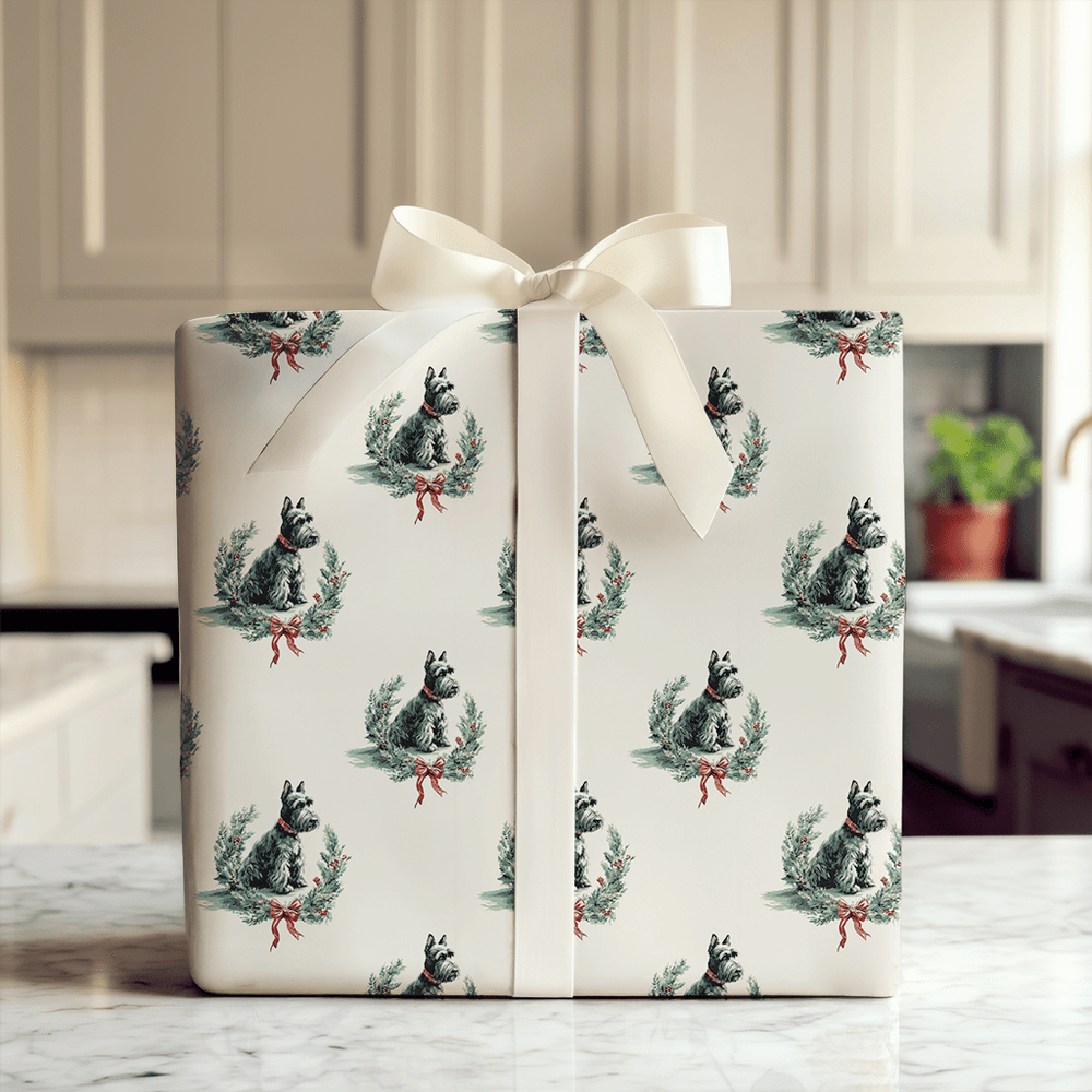 Scottie Wreath - Wrapping Paper - Aspen & Arlo