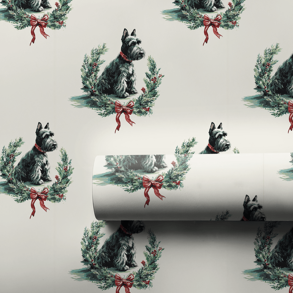Scottie Wreath - Wrapping Paper - Aspen & Arlo