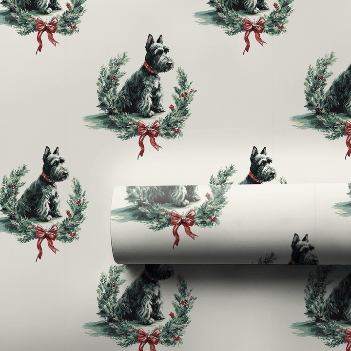 Scottie Wreath - Wrapping Paper - Aspen & Arlo