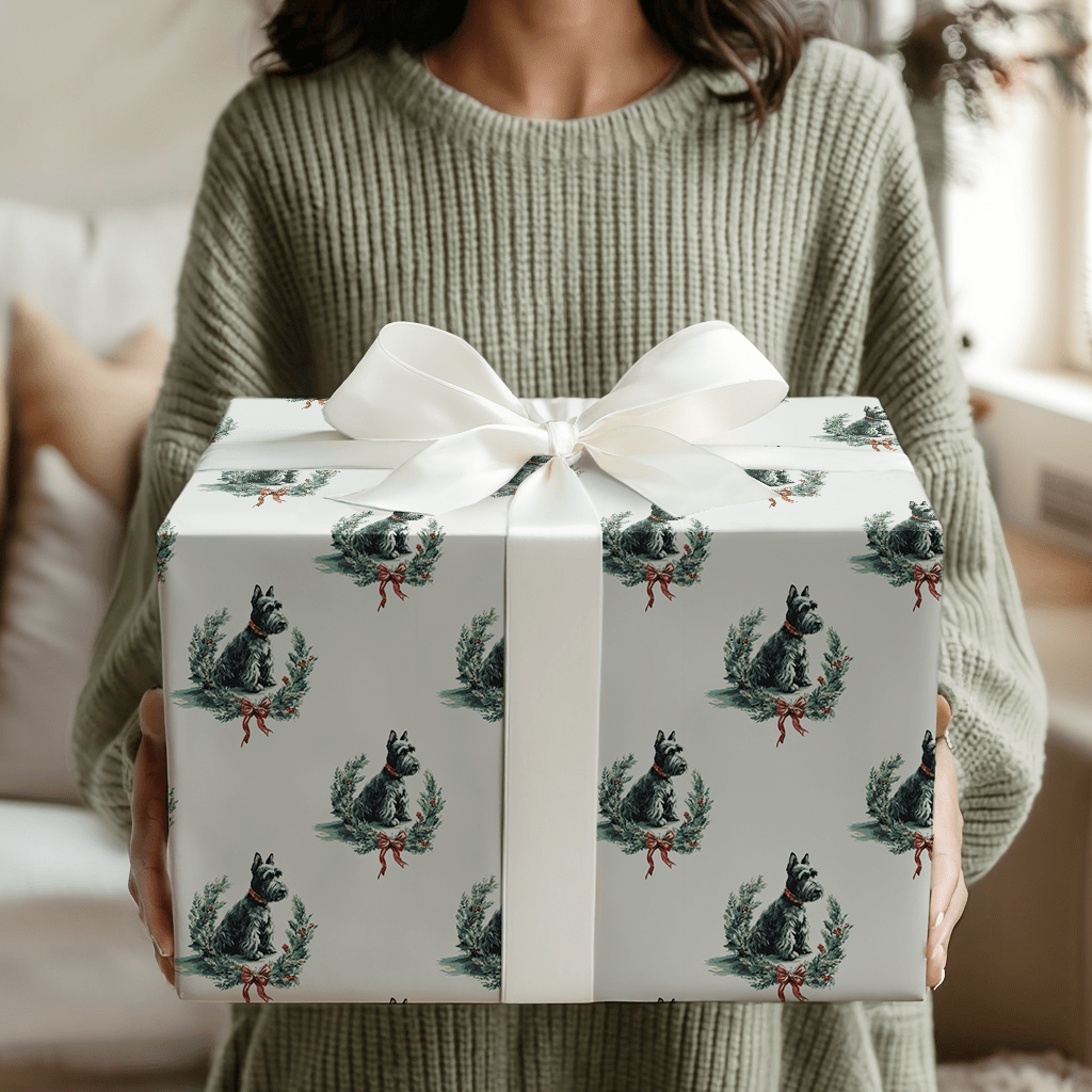 Scottie Wreath - Wrapping Paper - Aspen & Arlo