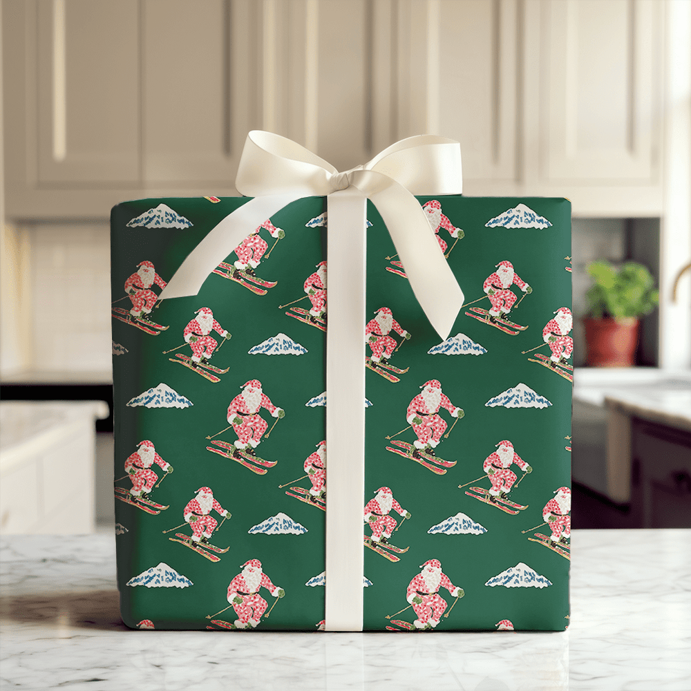 Santa on the Slopes - Wrapping Paper - Aspen & Arlo