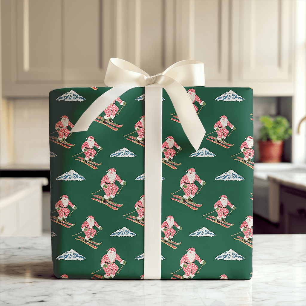 Santa on the Slopes - Wrapping Paper - Aspen & Arlo