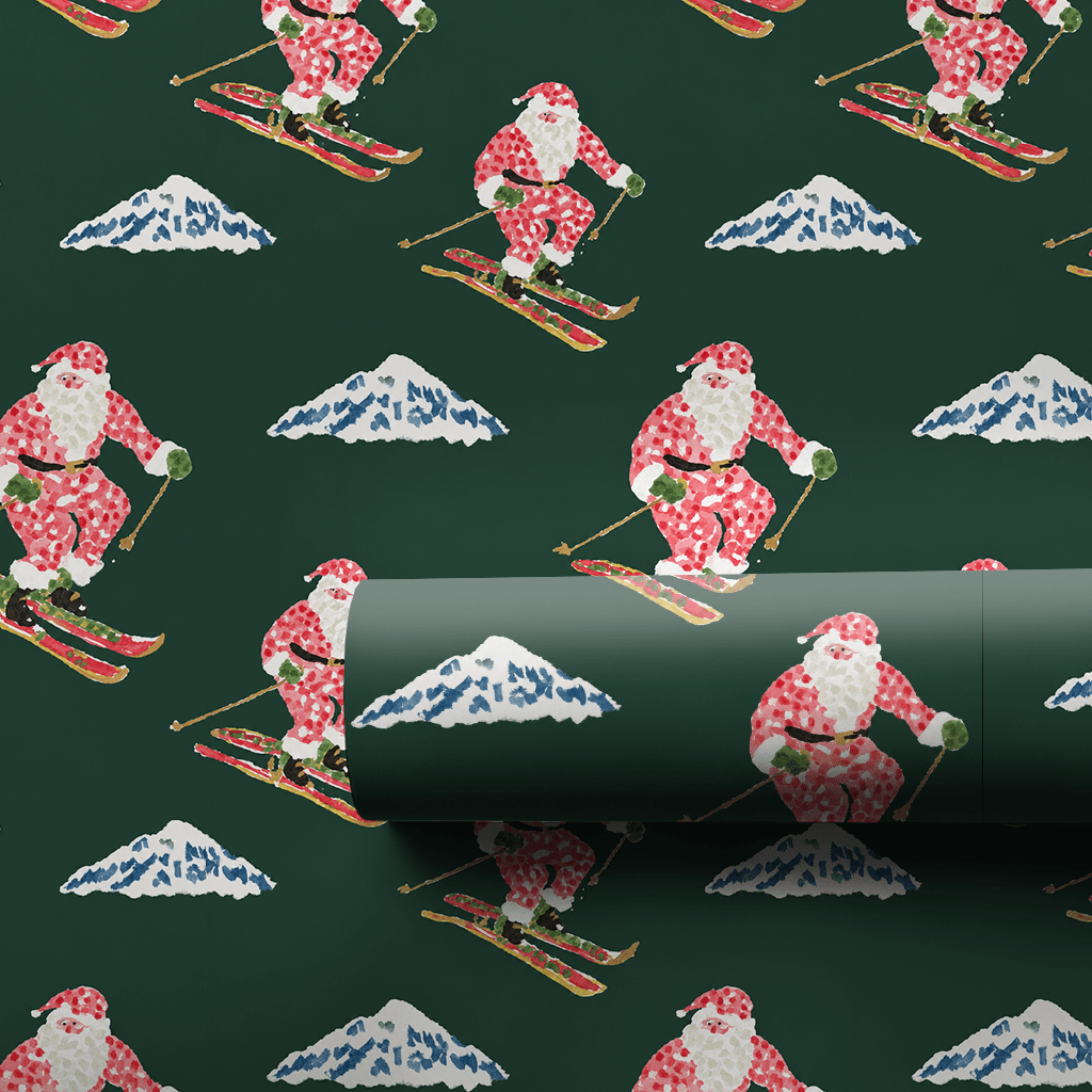 Santa on the Slopes - Wrapping Paper - Aspen & Arlo
