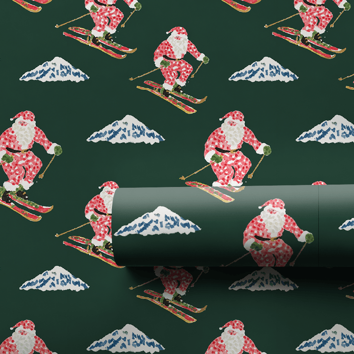 Santa on the Slopes - Wrapping Paper - Aspen & Arlo