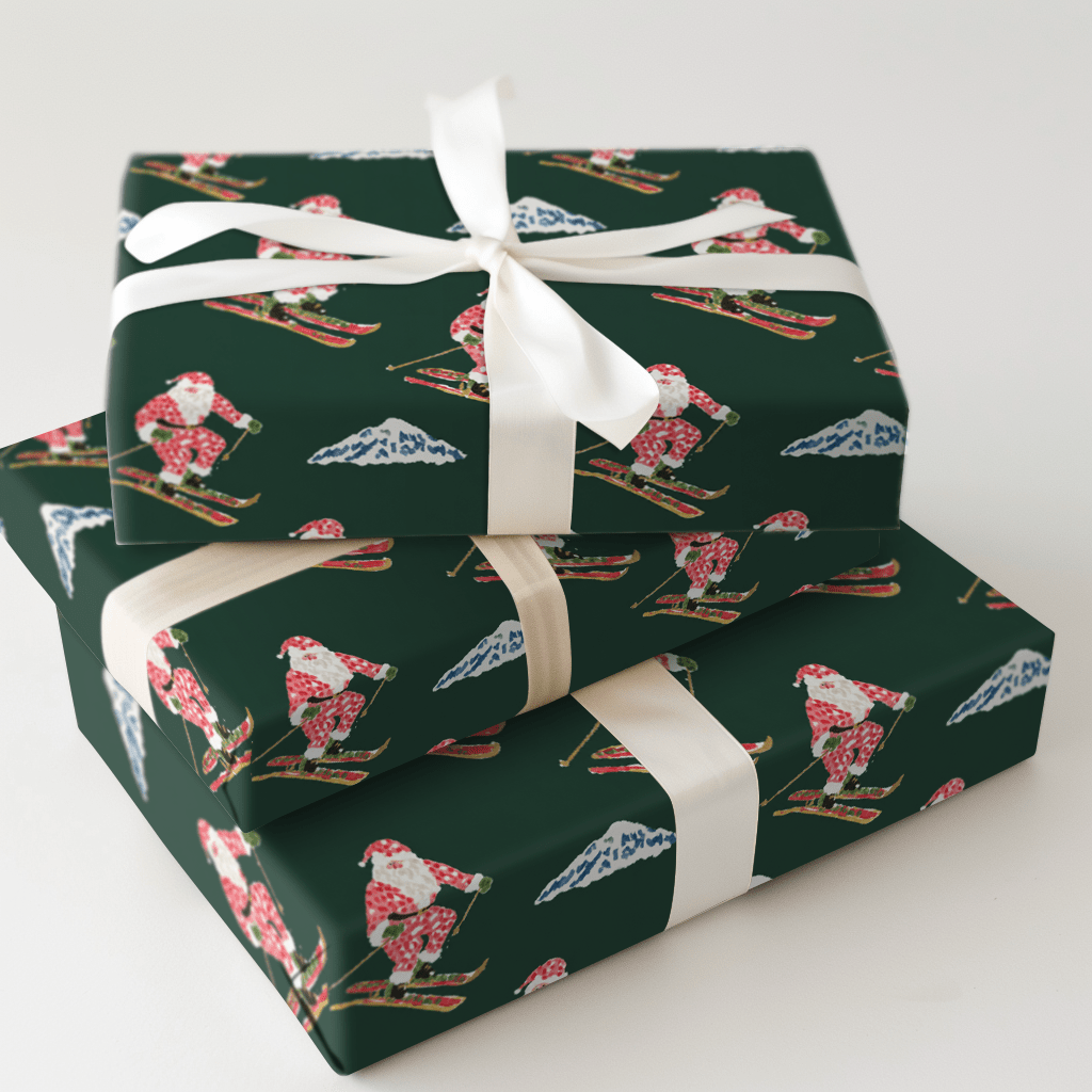 Santa on the Slopes - Wrapping Paper - Aspen & Arlo