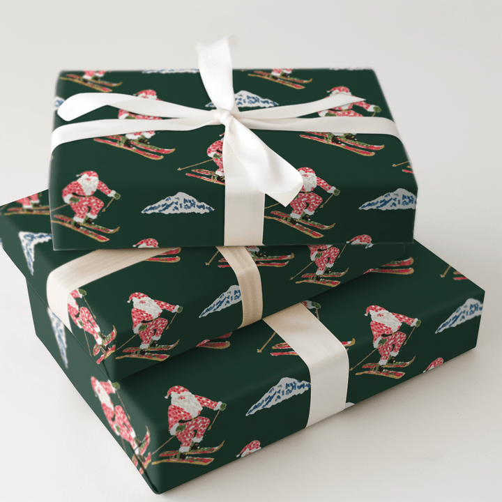 Santa on the Slopes - Wrapping Paper - Aspen & Arlo