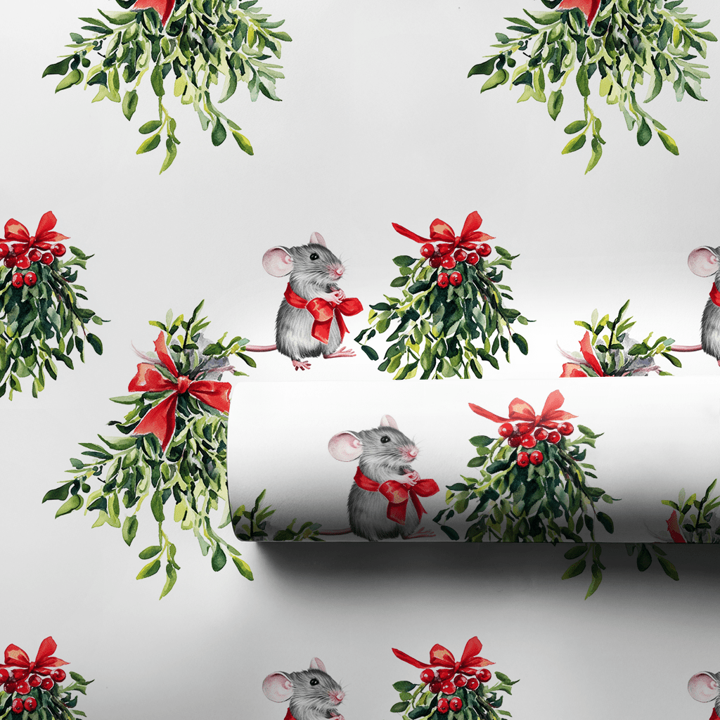 Mistletoe Mouse - Wrapping Paper - Aspen & Arlo