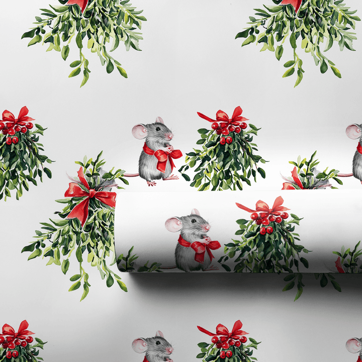 Mistletoe Mouse - Wrapping Paper - Aspen & Arlo