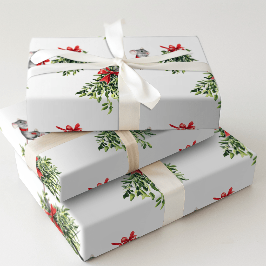 Mistletoe Mouse - Wrapping Paper - Aspen & Arlo