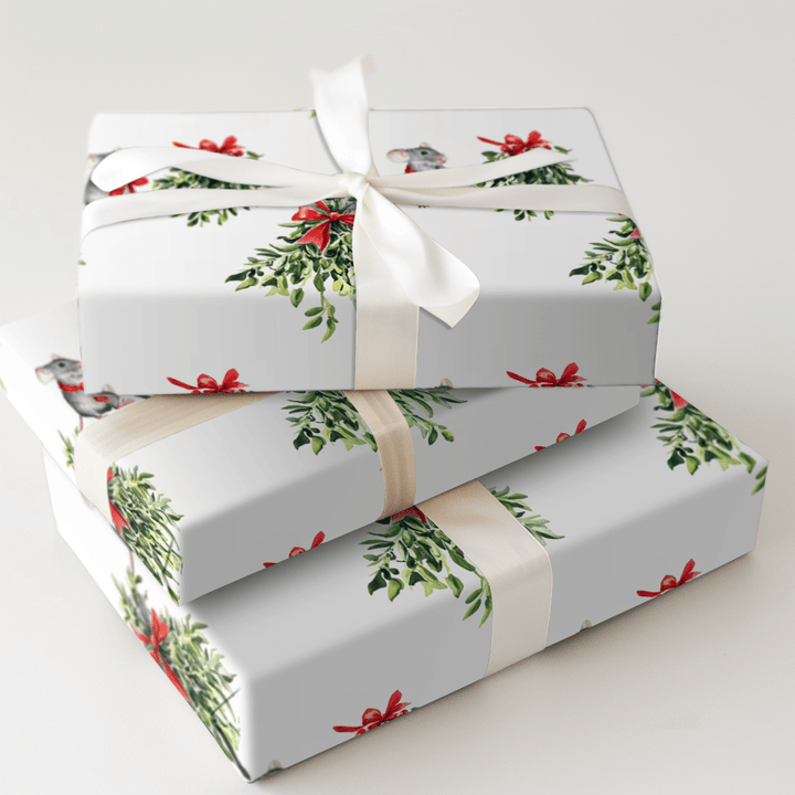 Mistletoe Mouse - Wrapping Paper - Aspen & Arlo