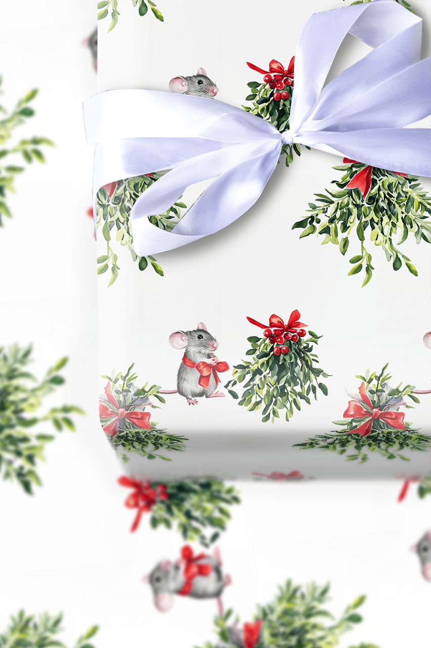 Mistletoe Mouse - Wrapping Paper - Aspen & Arlo