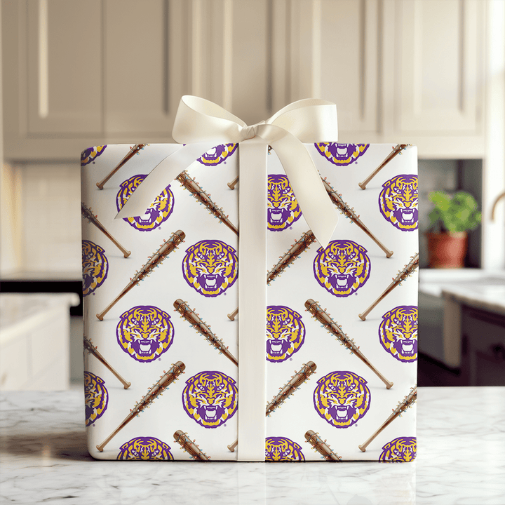 LSU Holiday Sluggers - Wrapping Paper - Aspen & Arlo