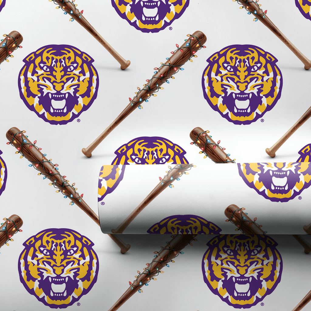 LSU Holiday Sluggers - Wrapping Paper - Aspen & Arlo