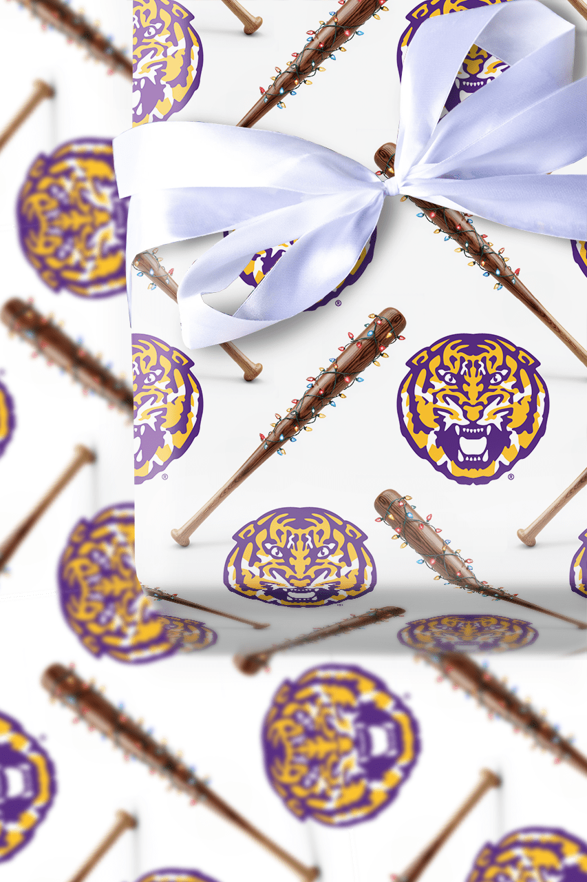 LSU Holiday Sluggers - Wrapping Paper - Aspen & Arlo