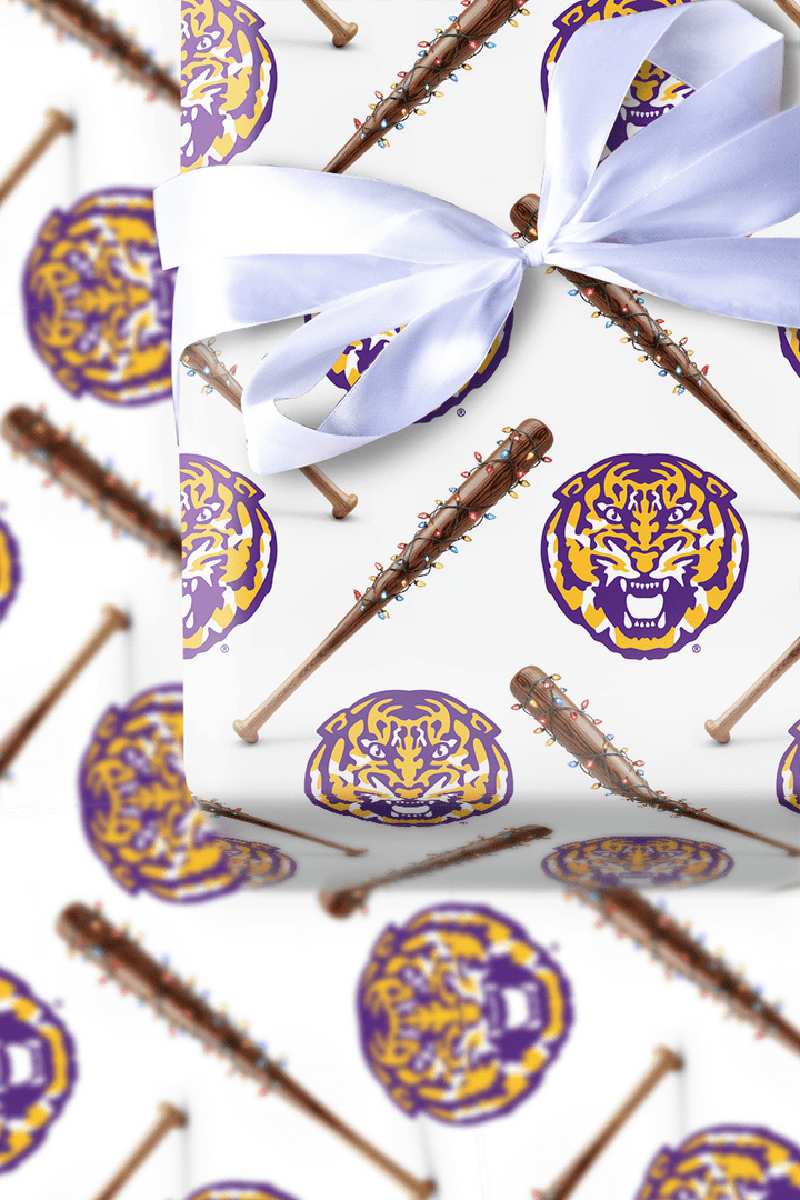 LSU Holiday Sluggers - Wrapping Paper - Aspen & Arlo