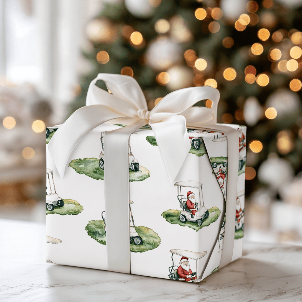 Claus on the Course - Wrapping Paper - Aspen & Arlo