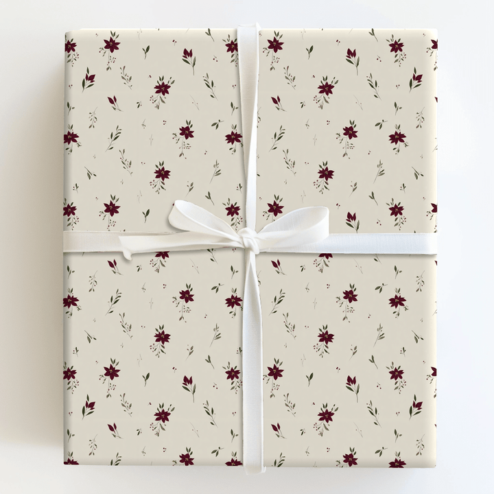 Poinsettia Linen - Wrapping Paper - Aspen & Arlo