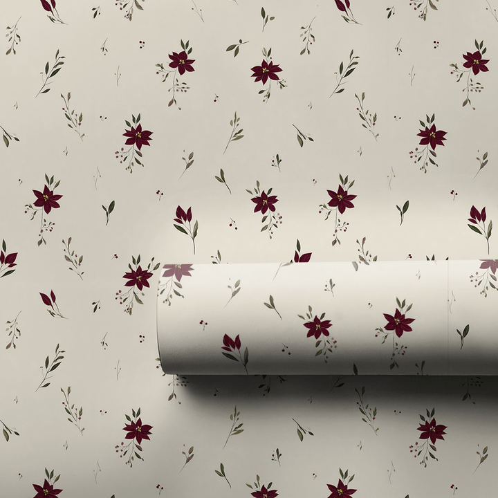 Poinsettia Linen - Wrapping Paper - Aspen & Arlo