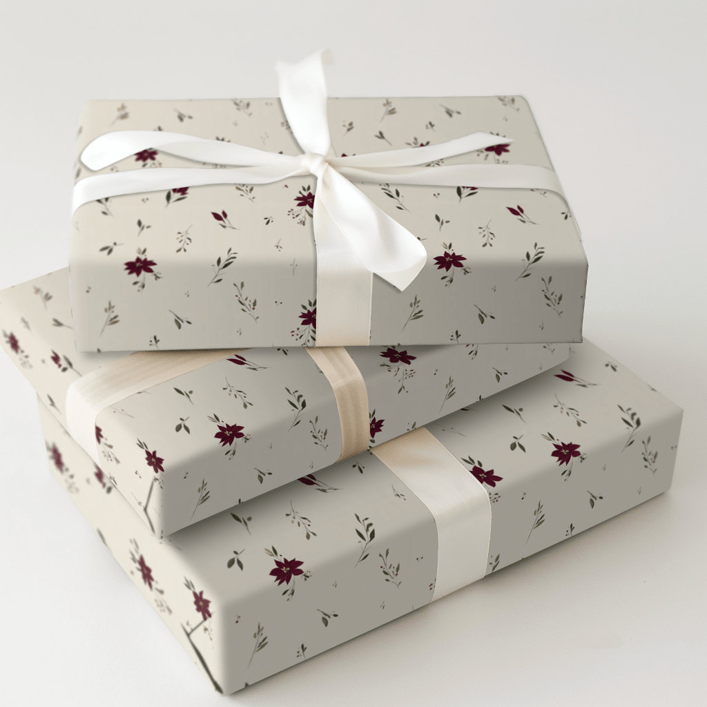 Poinsettia Linen - Wrapping Paper - Aspen & Arlo