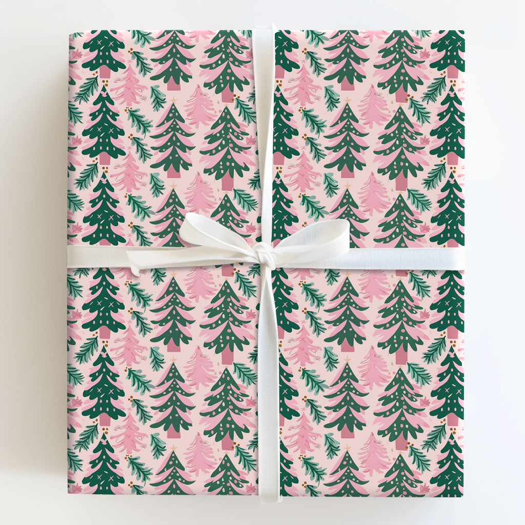 Pink Winter Forest - Wrapping Paper - Aspen & Arlo