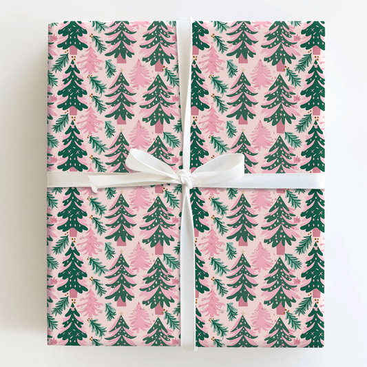 Pink Winter Forest - Wrapping Paper - Aspen & Arlo