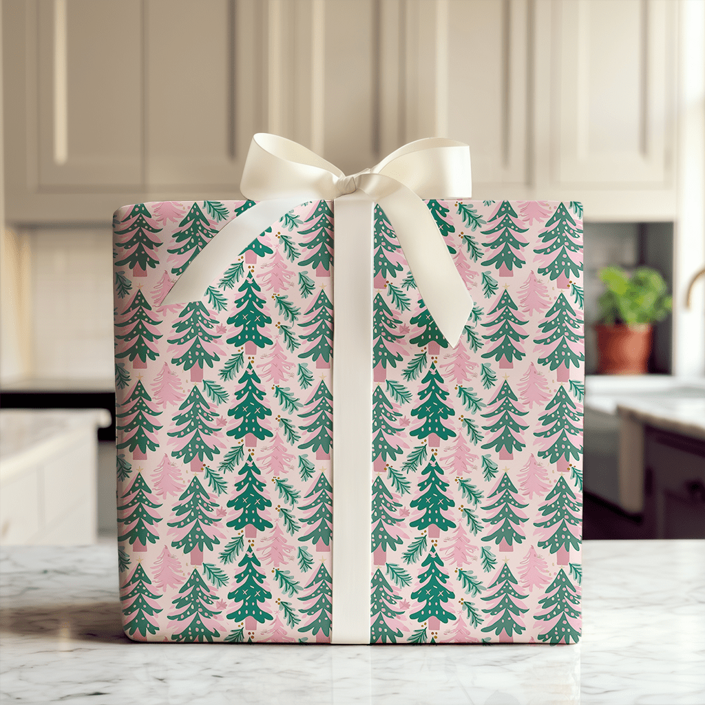 Pink Winter Forest - Wrapping Paper - Aspen & Arlo