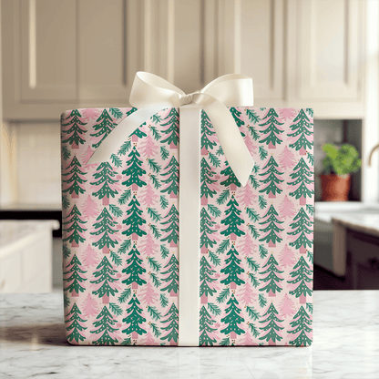 Pink Winter Forest - Wrapping Paper - Aspen & Arlo
