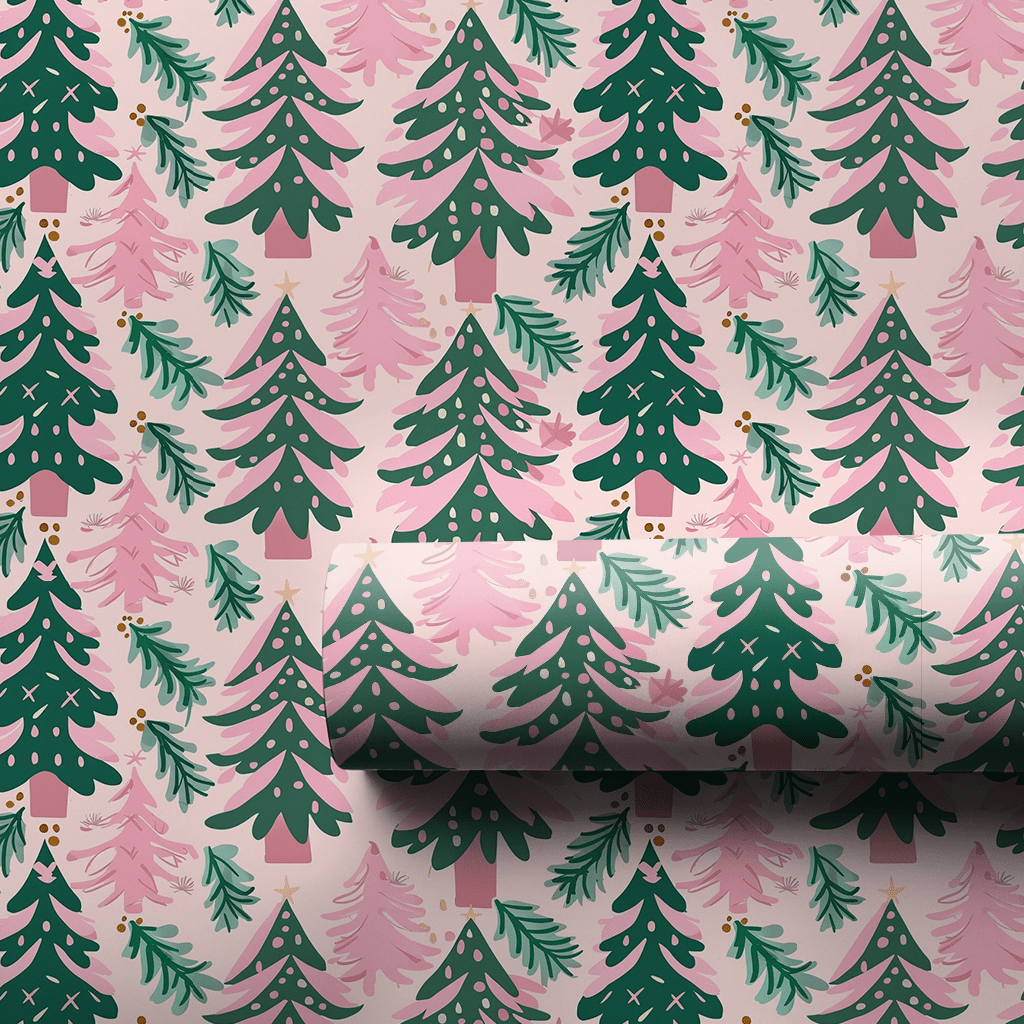 Pink Winter Forest - Wrapping Paper - Aspen & Arlo