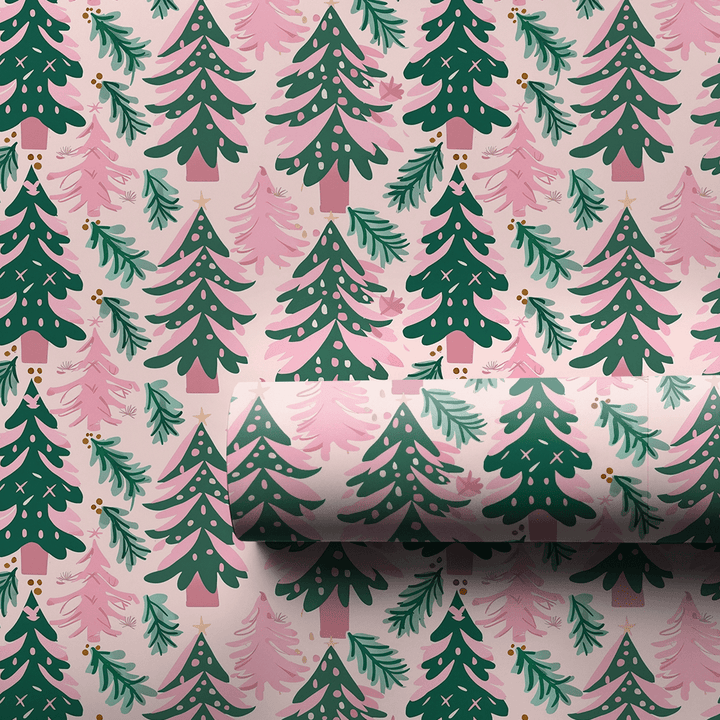 Pink Winter Forest - Wrapping Paper - Aspen & Arlo