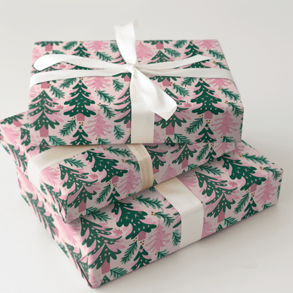 Pink Winter Forest - Wrapping Paper - Aspen & Arlo