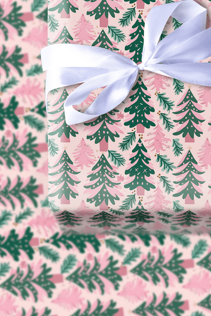 Pink Winter Forest - Wrapping Paper - Aspen & Arlo