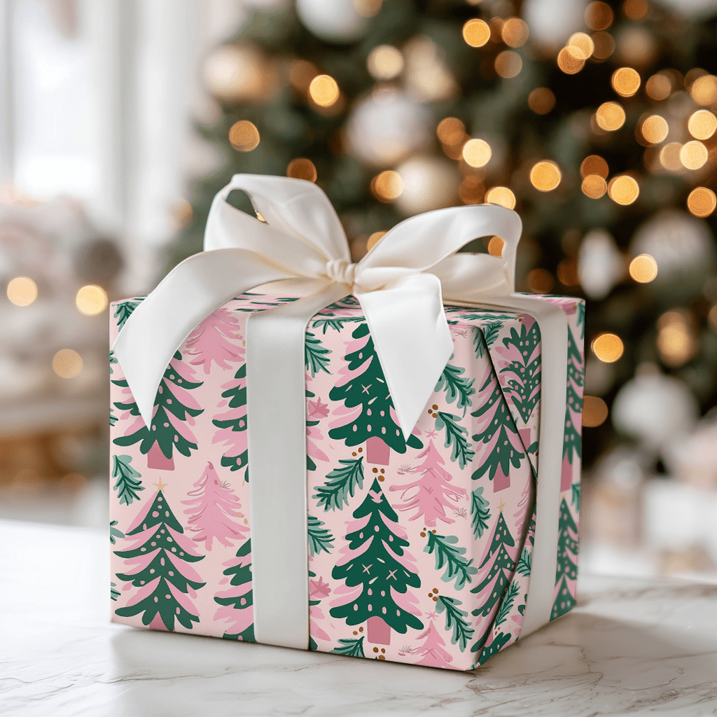 Pink Winter Forest - Wrapping Paper - Aspen & Arlo