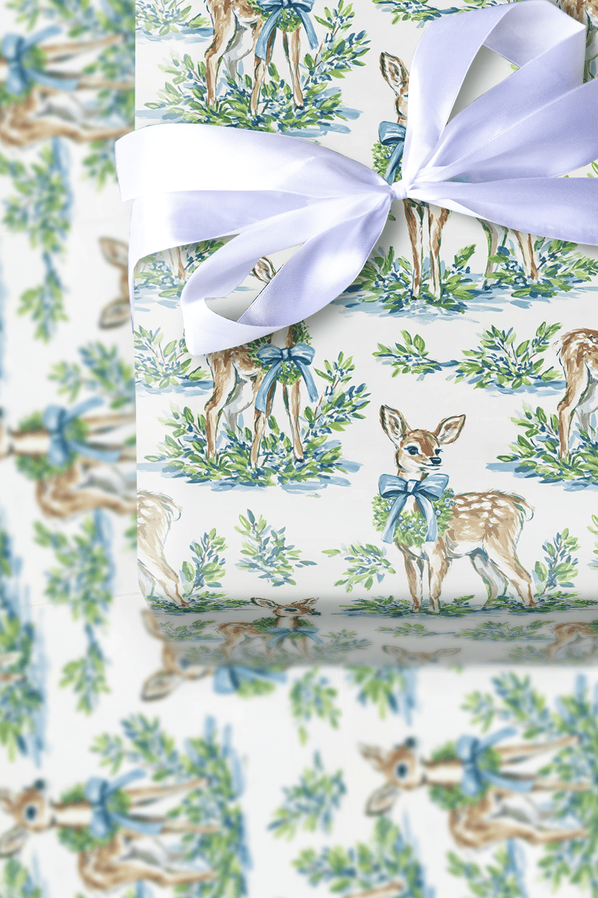 Fawn Blue - Wrapping Paper - Aspen & Arlo