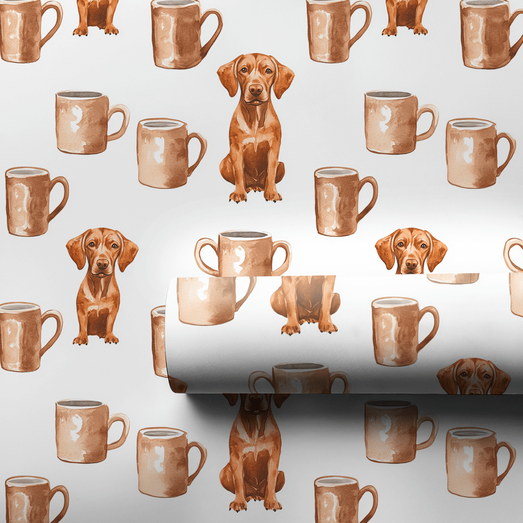 Coffee Day with the Vizsla - Wrapping Paper - Aspen & Arlo