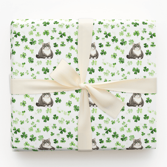 Shamrocks with the British Shorthair - Wrapping Paper - Aspen & Arlo