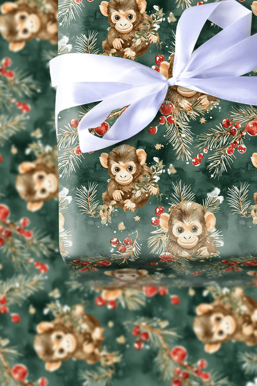 Monkeying Around the Tree - Wrapping Paper - Aspen & Arlo