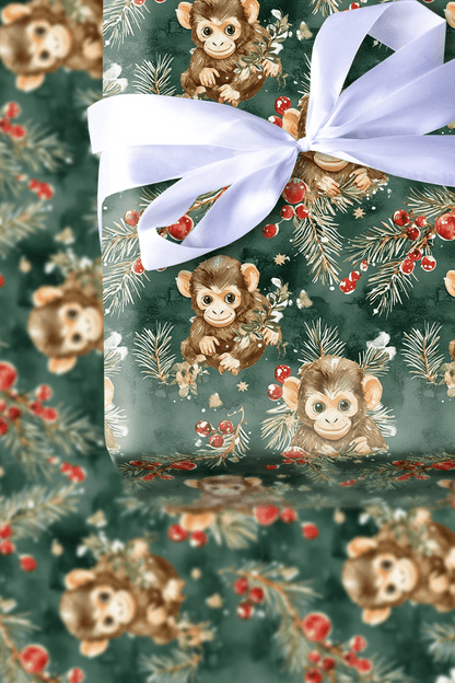 Monkeying Around the Tree - Wrapping Paper - Aspen & Arlo