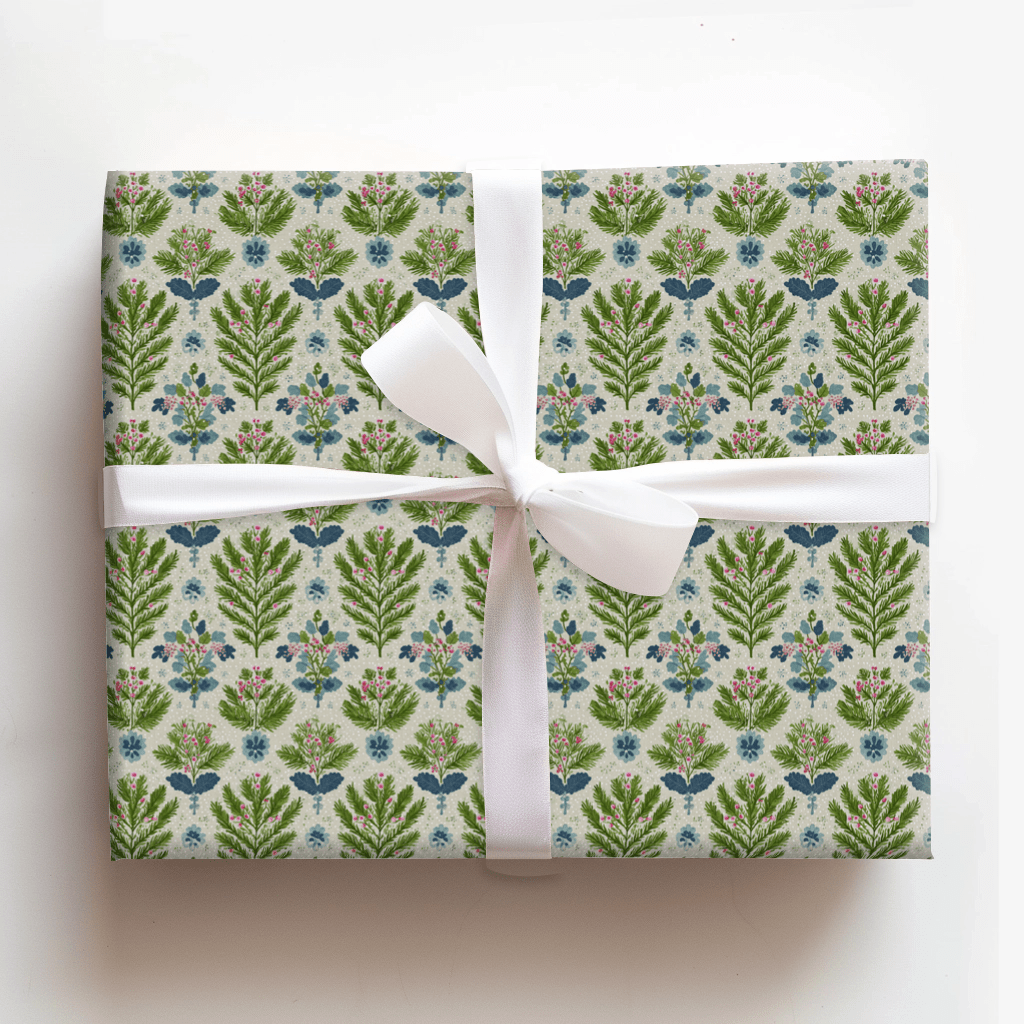 Winter Evergreen Damask - Wrapping Paper - Aspen & Arlo