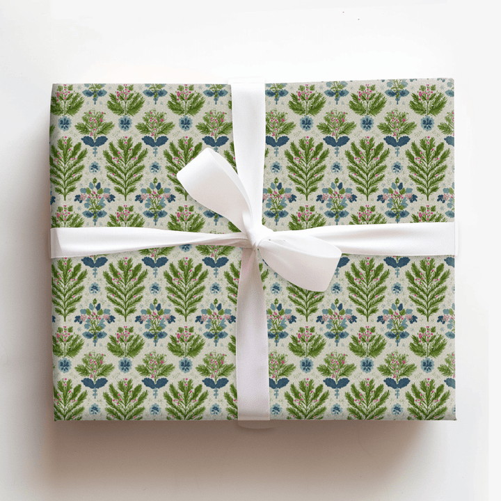 Winter Evergreen Damask - Wrapping Paper - Aspen & Arlo