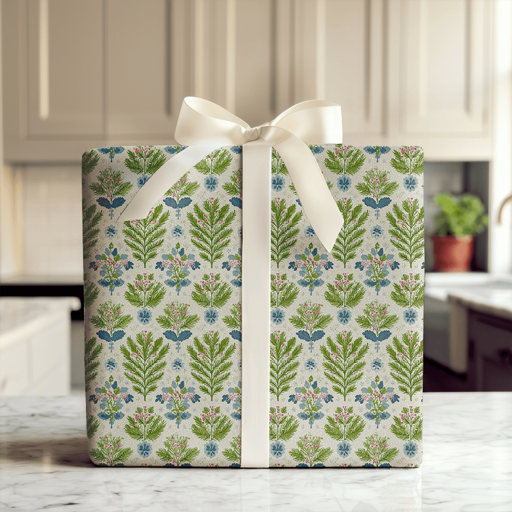 Winter Evergreen Damask - Wrapping Paper - Aspen & Arlo