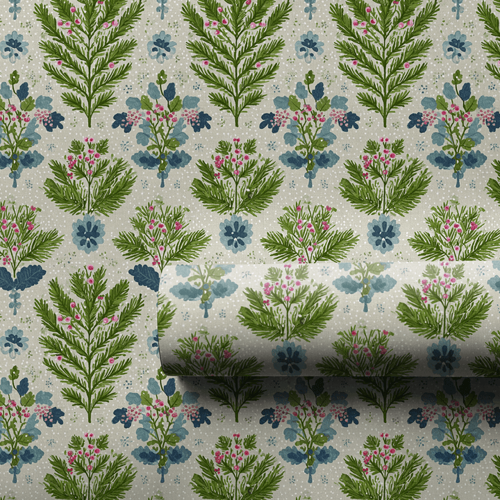 Winter Evergreen Damask - Wrapping Paper - Aspen & Arlo