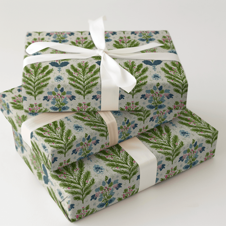 Winter Evergreen Damask - Wrapping Paper - Aspen & Arlo