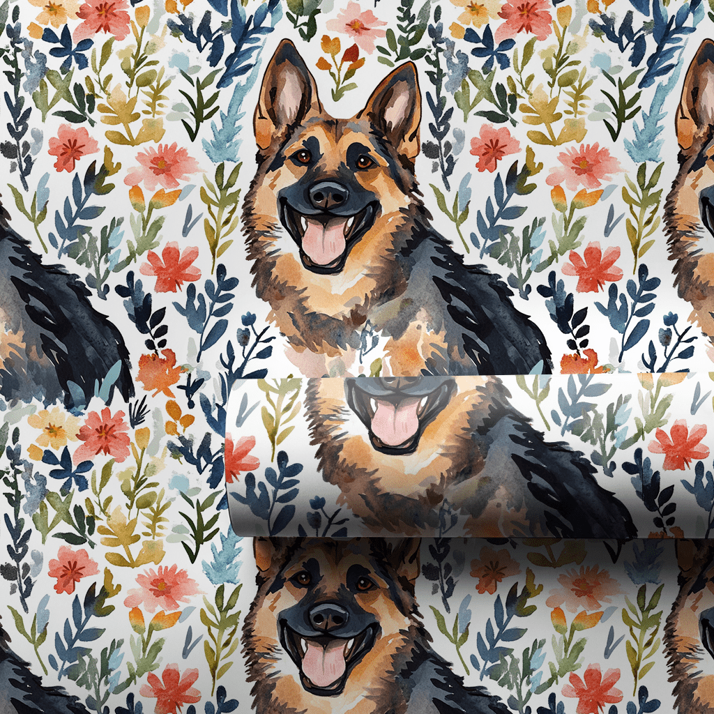 Garden with the German Shepherd - Wrapping Paper - Aspen & Arlo
