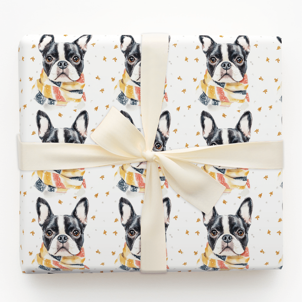 Bundle Up with the Boston Terrier - Wrapping Paper - Aspen & Arlo