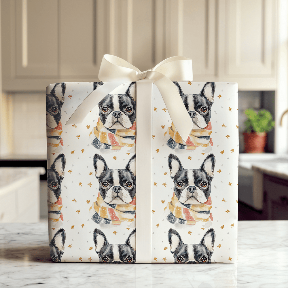Bundle Up with the Boston Terrier - Wrapping Paper - Aspen & Arlo