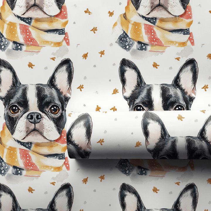 Bundle Up with the Boston Terrier - Wrapping Paper - Aspen & Arlo