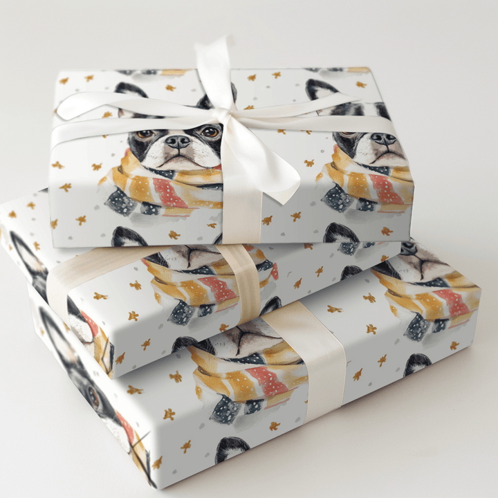 Bundle Up with the Boston Terrier - Wrapping Paper - Aspen & Arlo
