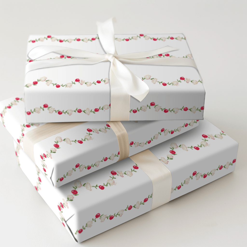 Holly Berry Border - Wrapping Paper - Aspen & Arlo