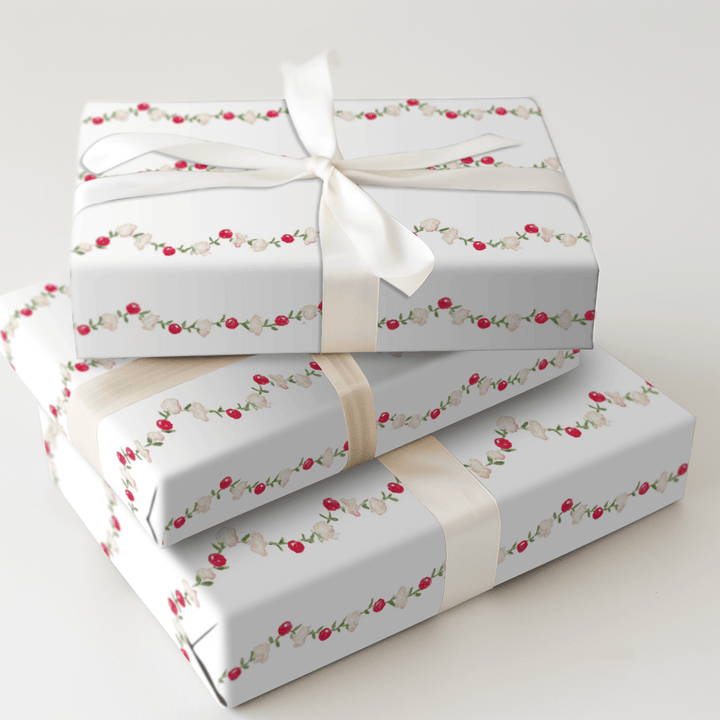 Holly Berry Border - Wrapping Paper - Aspen & Arlo